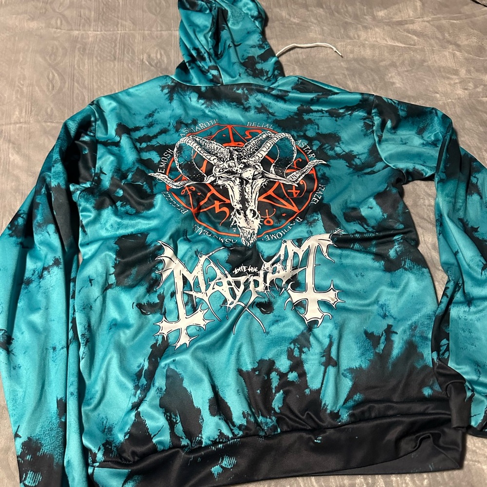 Teal and Black Graphic Hoodie